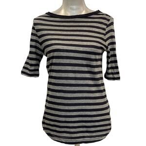 Majestic Filatures Paris Top Womens Cotton Cashmere Shirt Gray Black Stripe Sz 1
